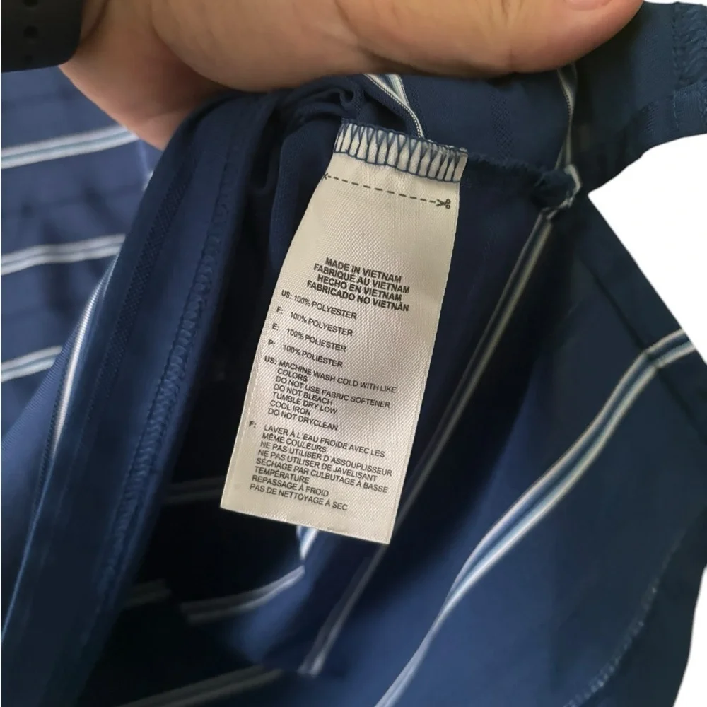 Adidas Men’s Climate Cool Blue Striped Golf Polo- Size Medium